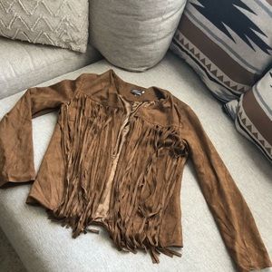 Earth Bound tan, suede, fringe jacket